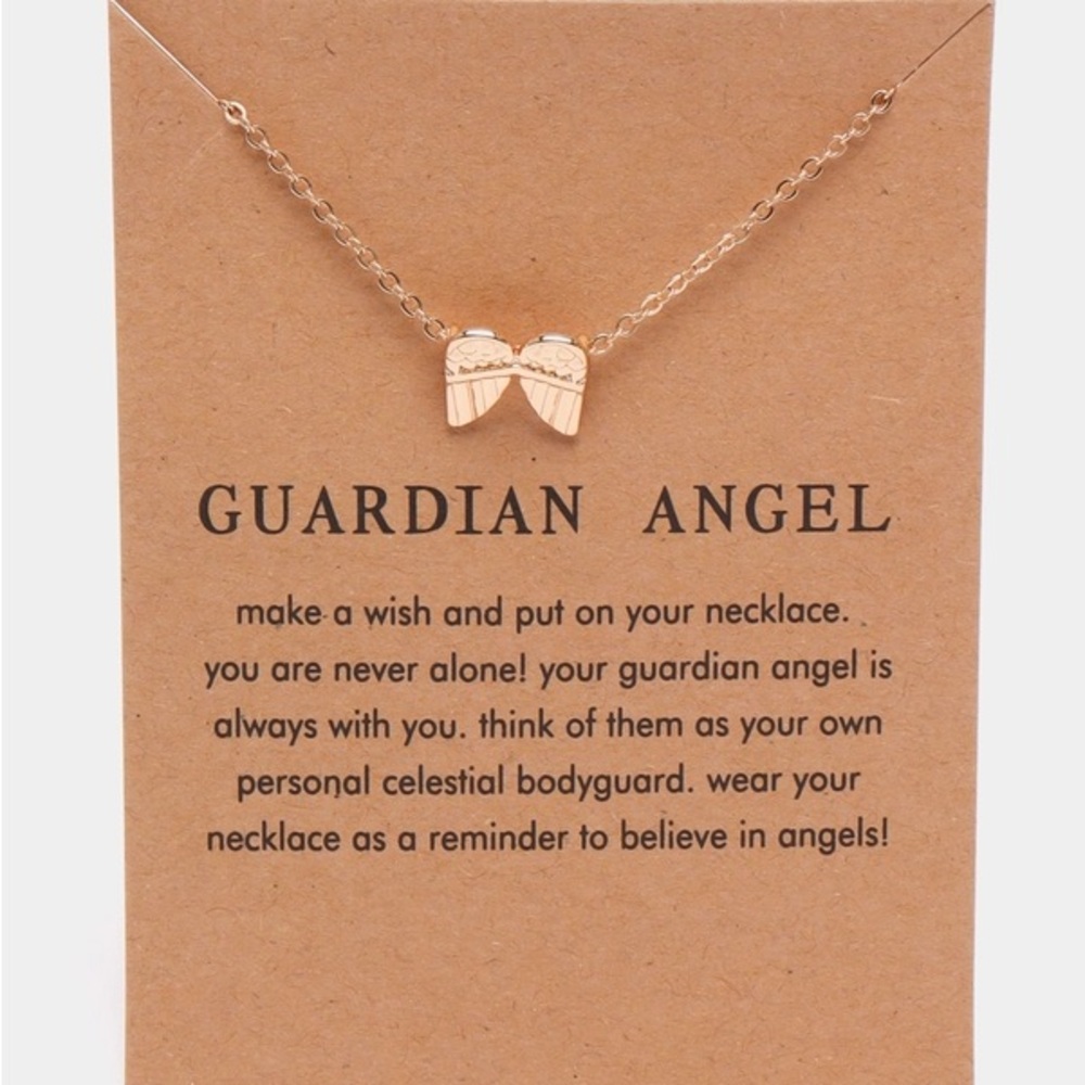 Guardian Angel Wings Charm Adjustable Gold Meaningful Grieving Healing Necklace